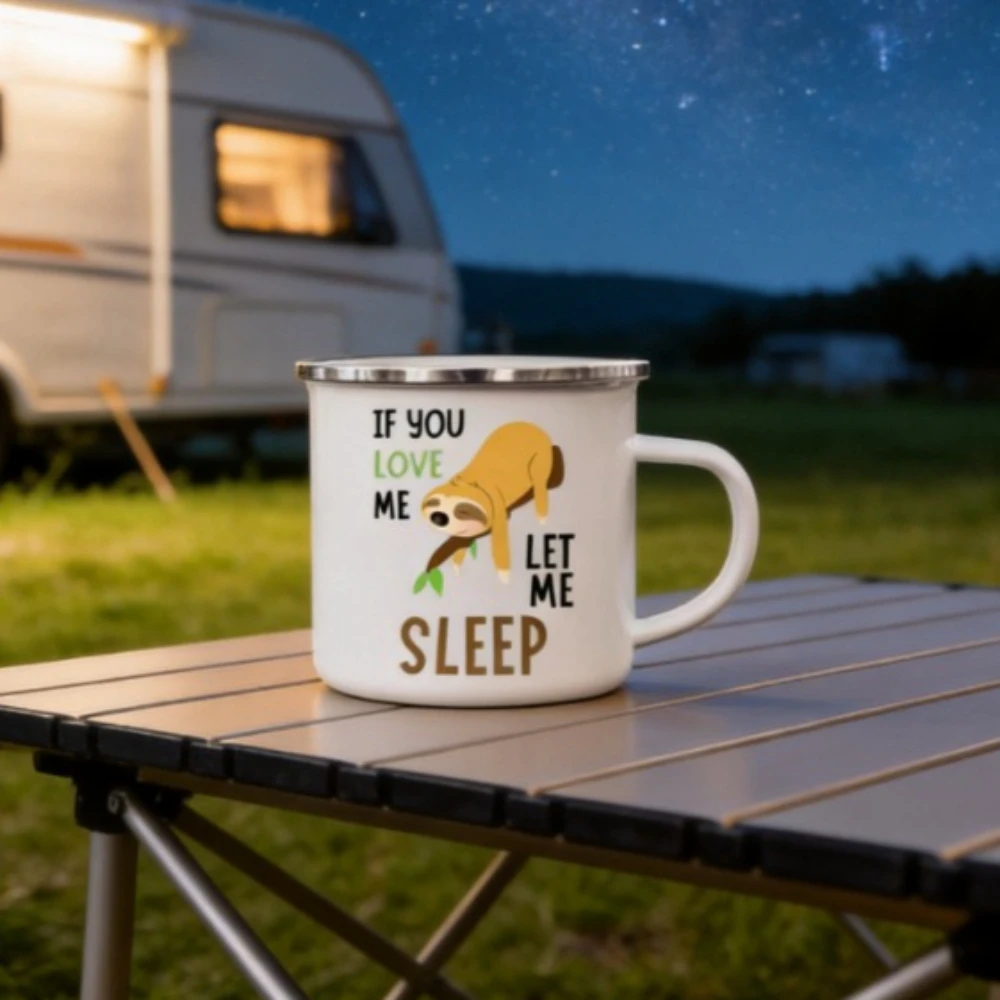 Enamel Cup of Coffee Take It Sloth Enamel Mug Funny Cups Cute Mugs Mug for Tea Drinkware Rare Personalized Beer Travel Christmas