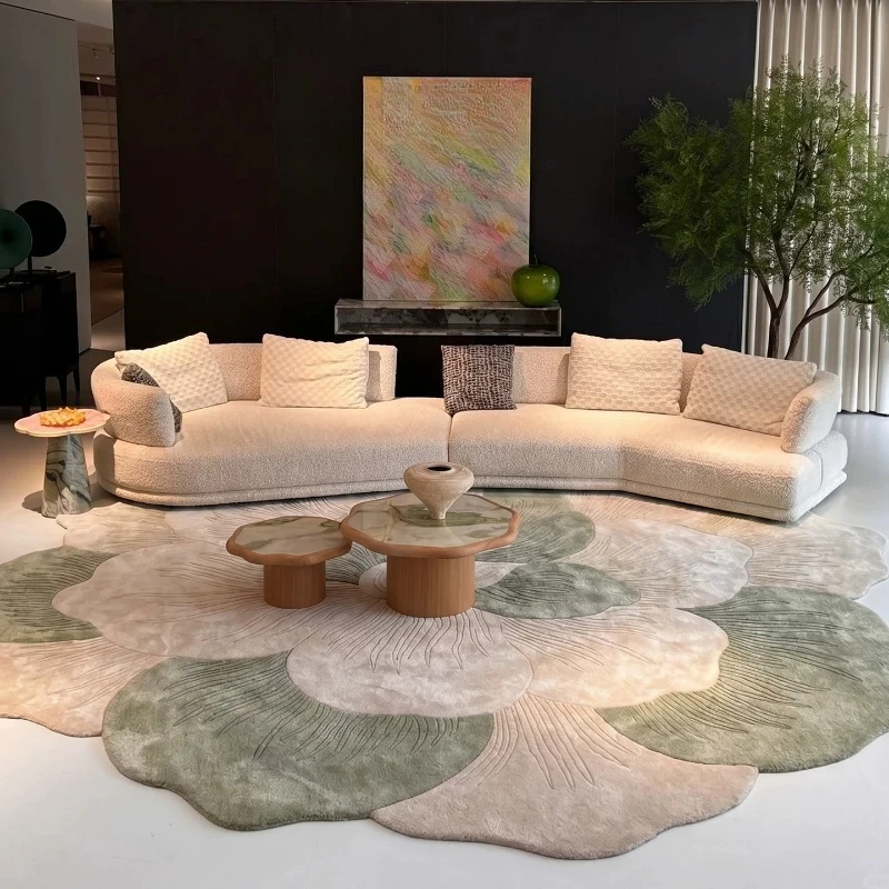 Flower Shape Carpets for Living Room Home Thick Plush Mat Fluffy Soft Cloakroom Rug French Style Bedroom Decor Irregular Carpet
