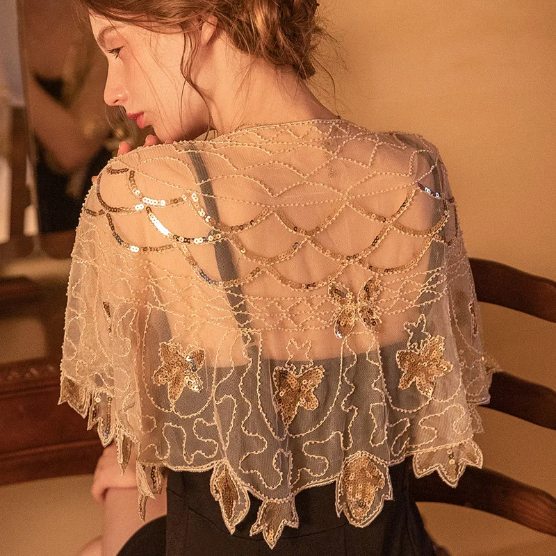 

2024 Shawl New Arrivals Women's New Outer Waistcoat Thin Sequin Dress Beaded Jacket Banquet Beaded