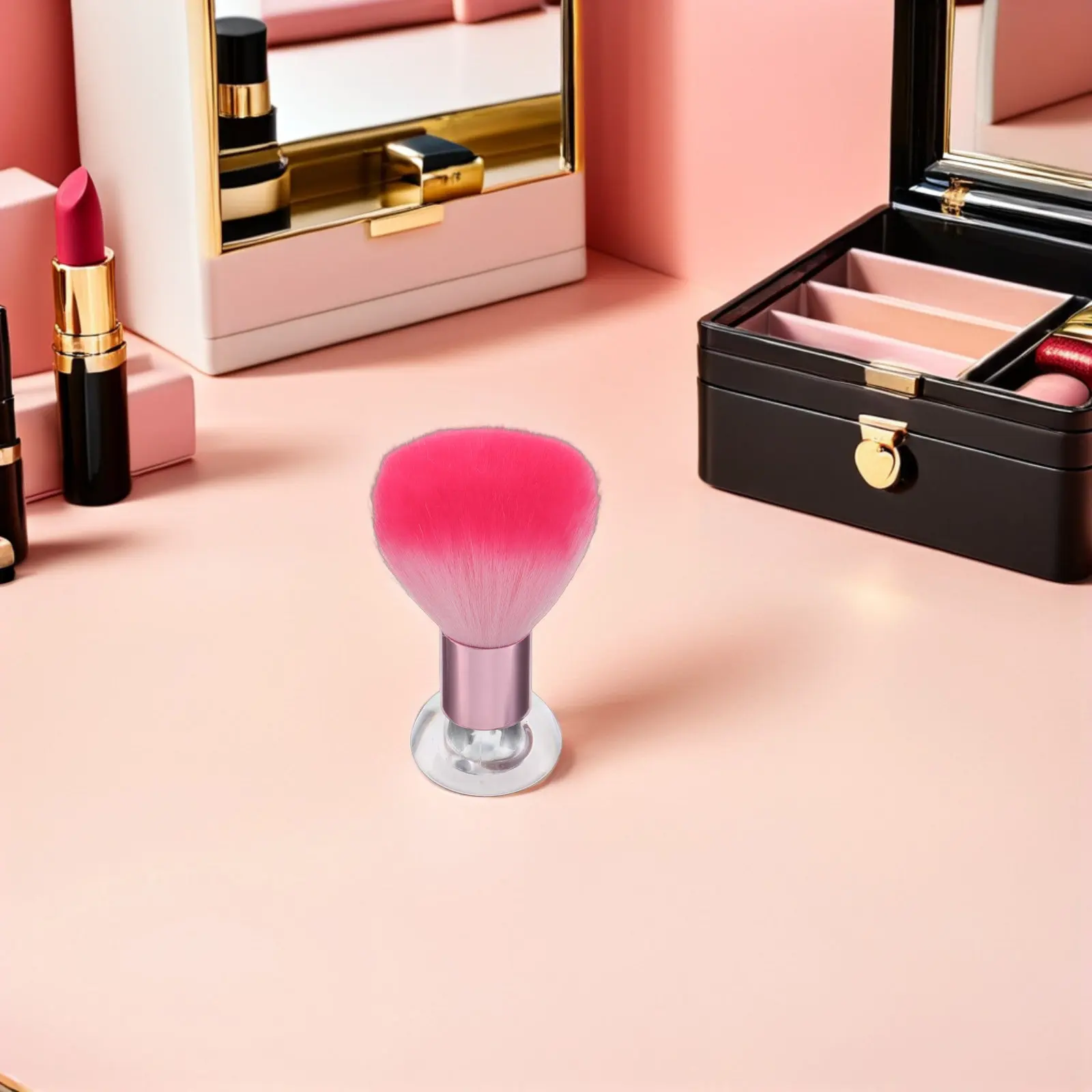 3Pcs Professional Powder Brush Set Domed Blush Brush for Face Blending Mineral Finishing Powder Portable Self Standing