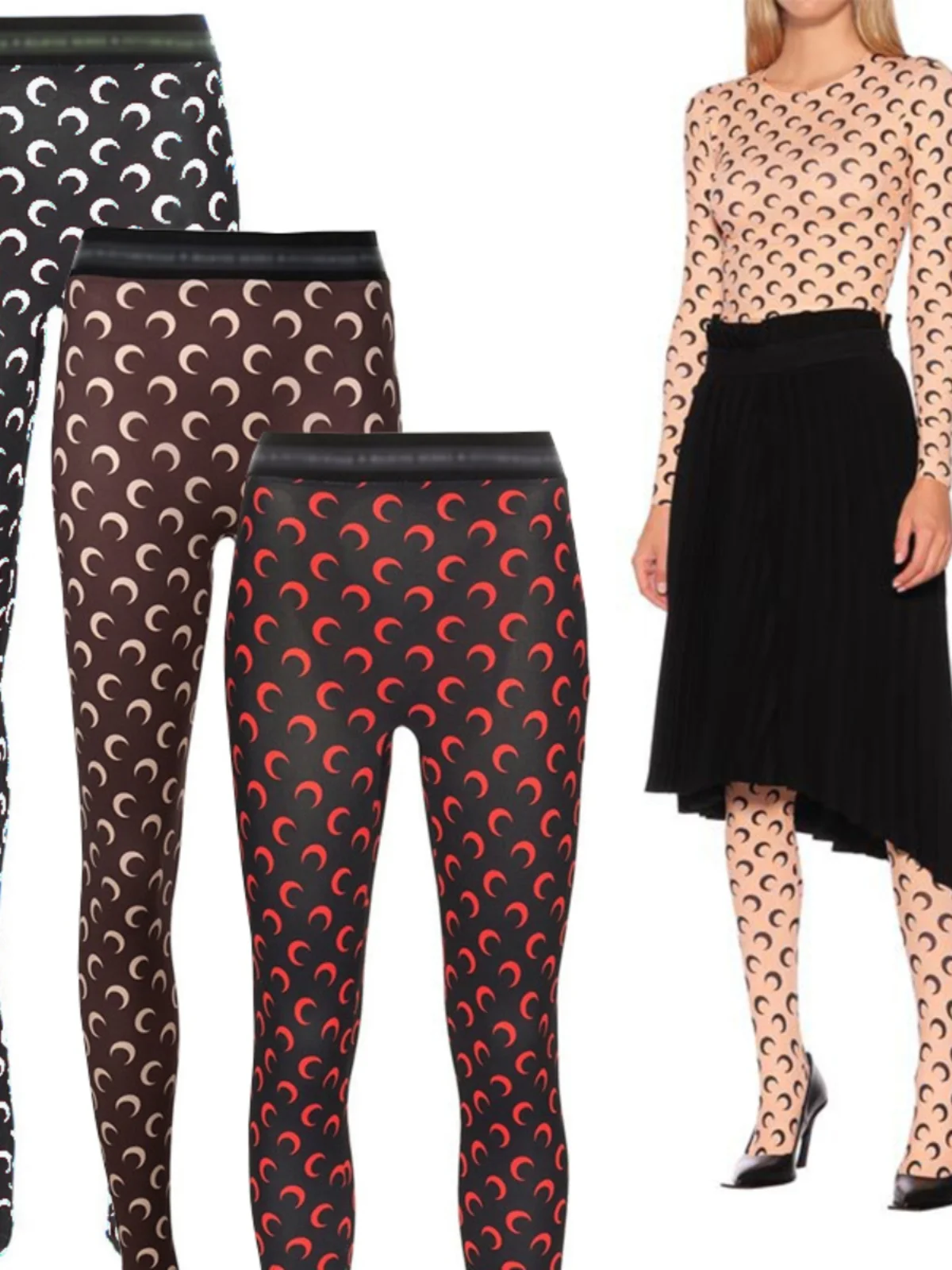 Fashionable Moon Print Tight Pants Women's Base Layer Skirt Outerwear Elasticated Trousers Stylish Brand Personality Matching...