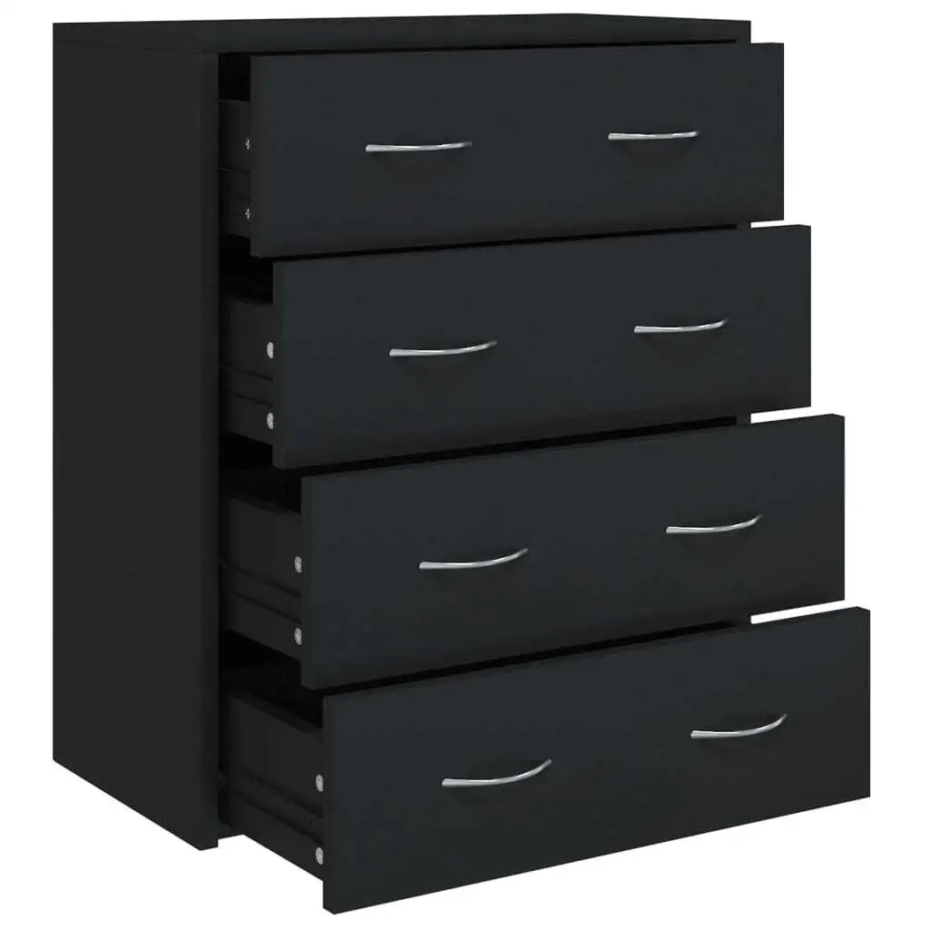 Black 4-Drawer Sideboard Storage Unit 60x30.5x71 cm Modern Design Chest of Drawers