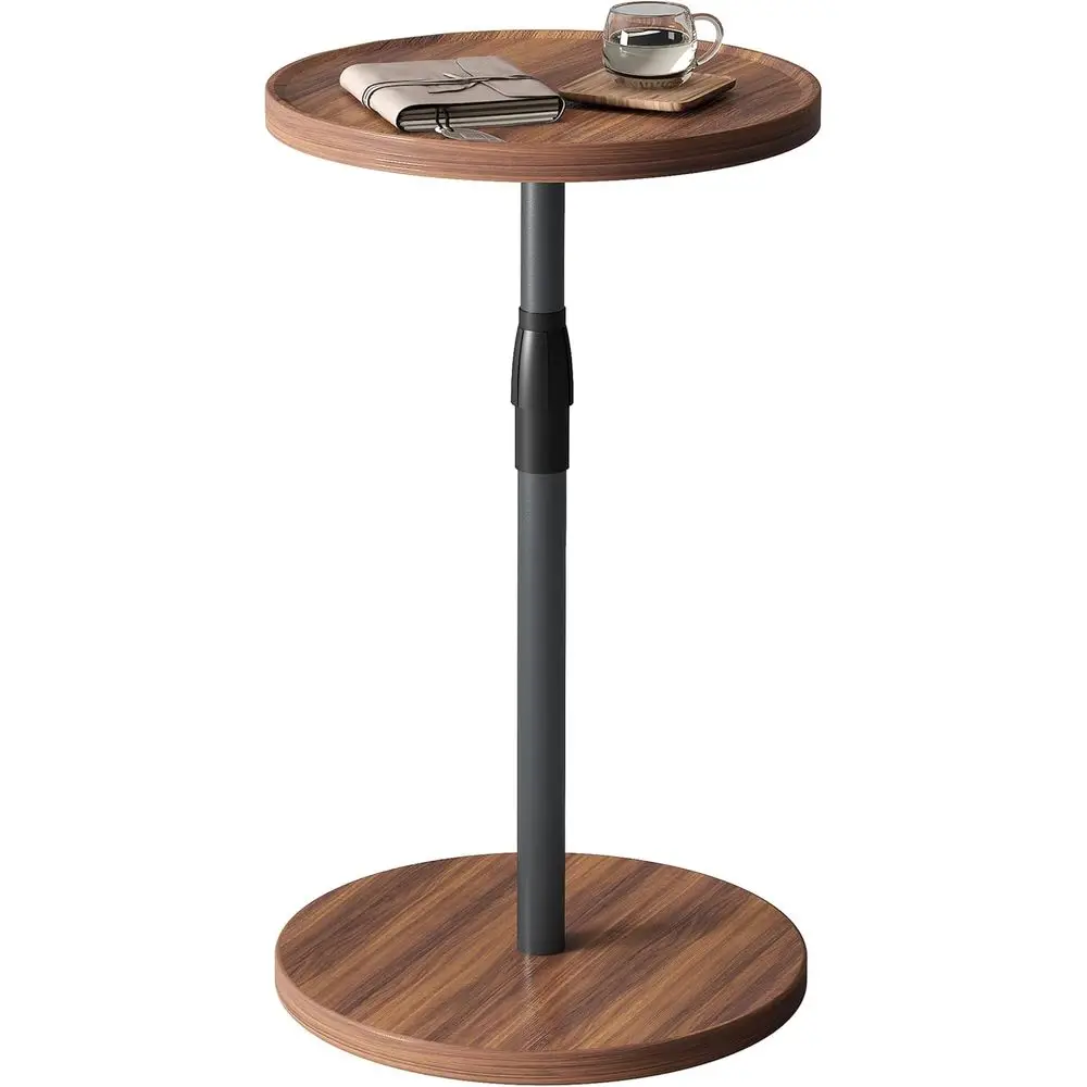 

Универсальный маленький круглый приставной столик для подачи напитков в гостиных, спальнях и зонах отдыха у дивана, коричневый