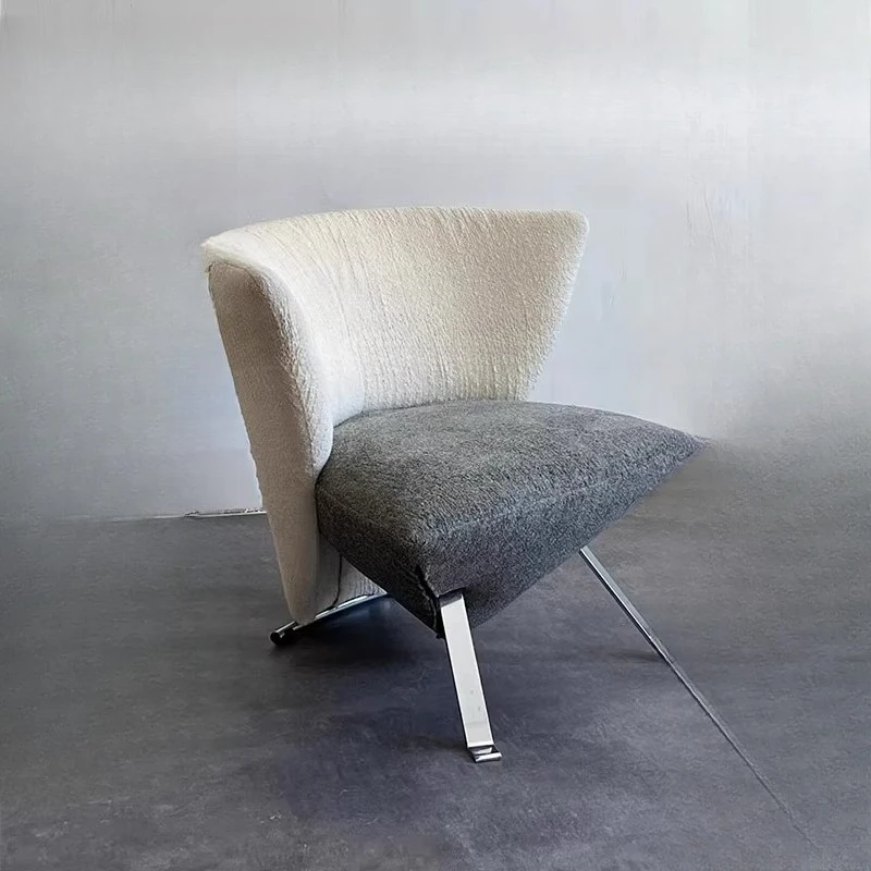 Modern simple negotiation lounge chair stainless steel art sofa chair small apartment living room hotel special-shape