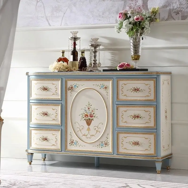 خزانة الشرفة الخشبية الصلبة الفرنسية الرجعية، خزانة تخزين ديكور غرفة المعيشة، خزانة أحذية تخزين أمريكية متعددة الوظائف، ص