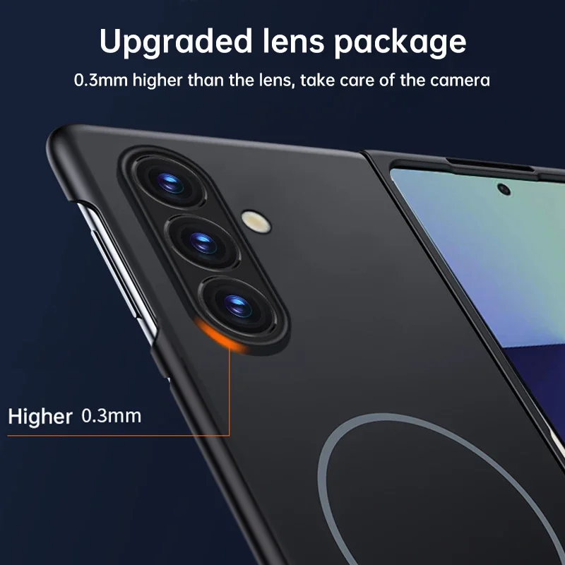 삼성 갤럭시 Z 폴드 7 6 5 4용 미니멀 슬림 마그네틱 프레임리스 PC 폰 케이스, 피부 친화적 무선 충전 보호 커버