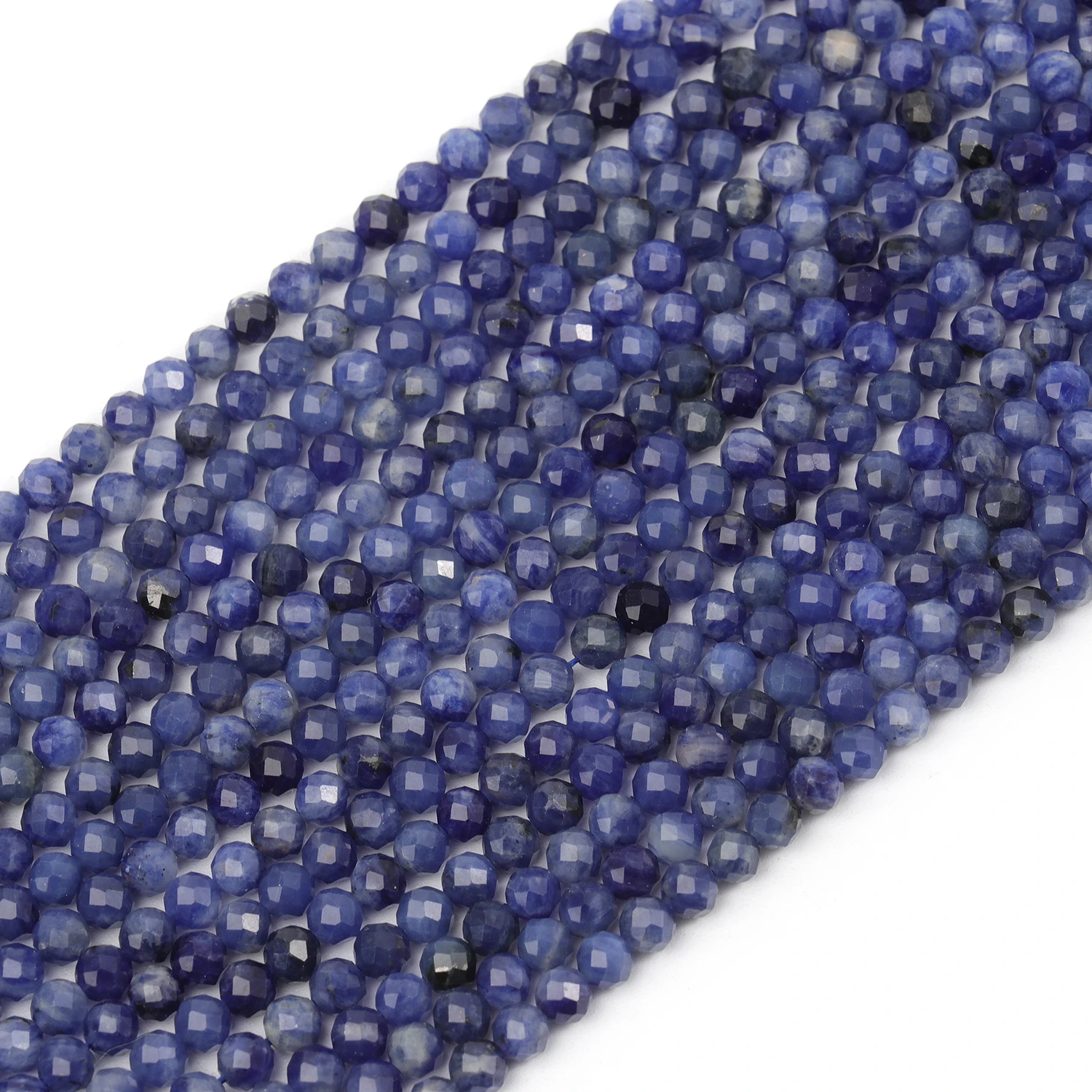 Großhandel Facettierte 2 3 4mm Naturstein Blaue Sodalith Perlen Runde Kleine Lose Perlen für Schmuckherstellung DIY Armband Halskette – Detail 2