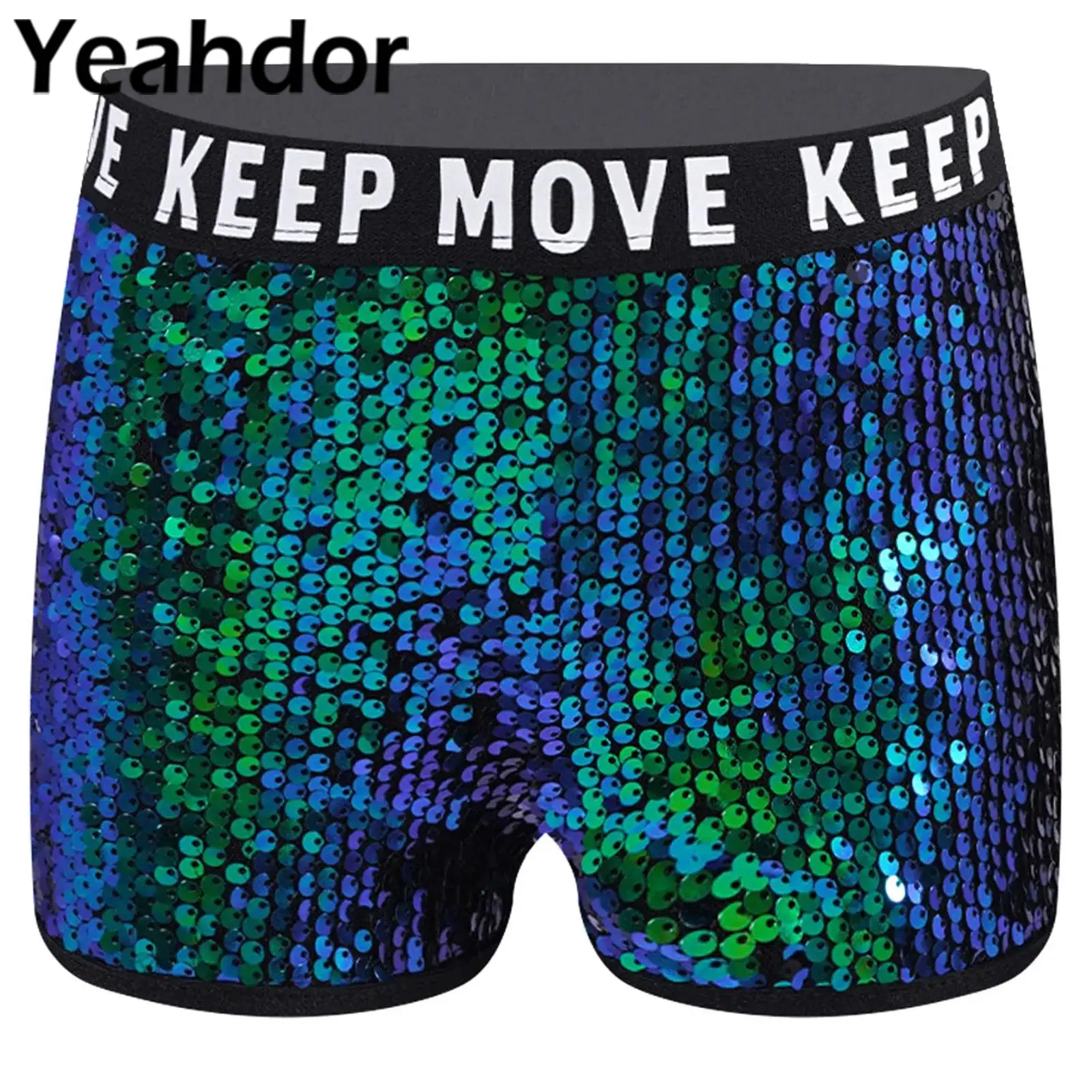 

Kids Girls Boxer Shorts Sequins Letters Printed Waistband Shorts Bottoms Hot Pants for Performance Hip-hop Jazz Dancing Costumes