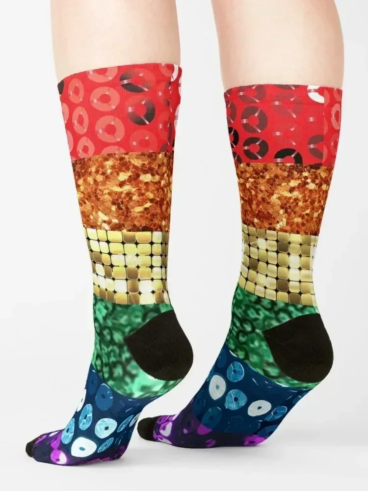 جوارب علم فخر مطبوعة بالترتر، جوارب كرة قدم ملونة للجري للأولاد للسيدات #4