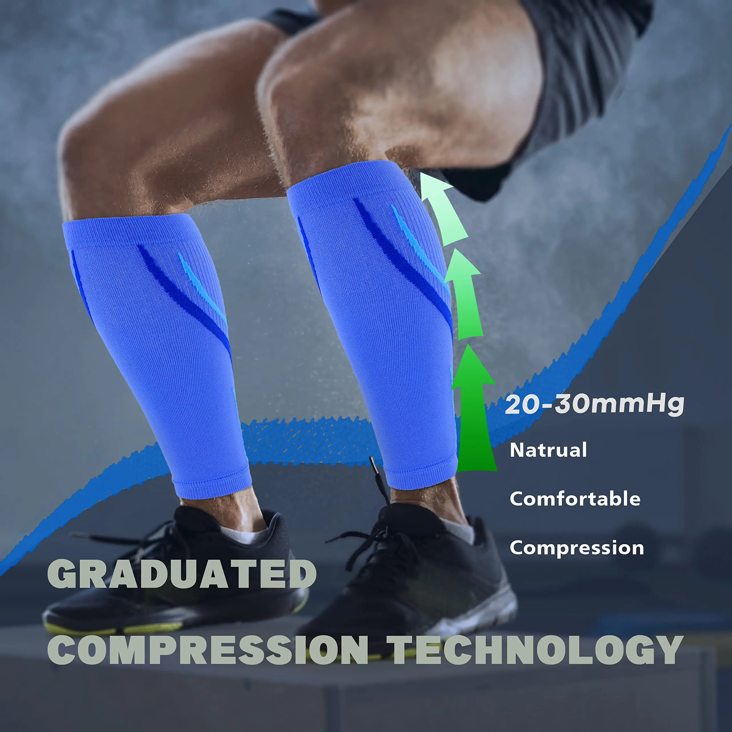 1 Pair Calf Compression Sleeves for Men & Women (20-30 mmHg), Leg compression Sleeve Footless Compression Socks