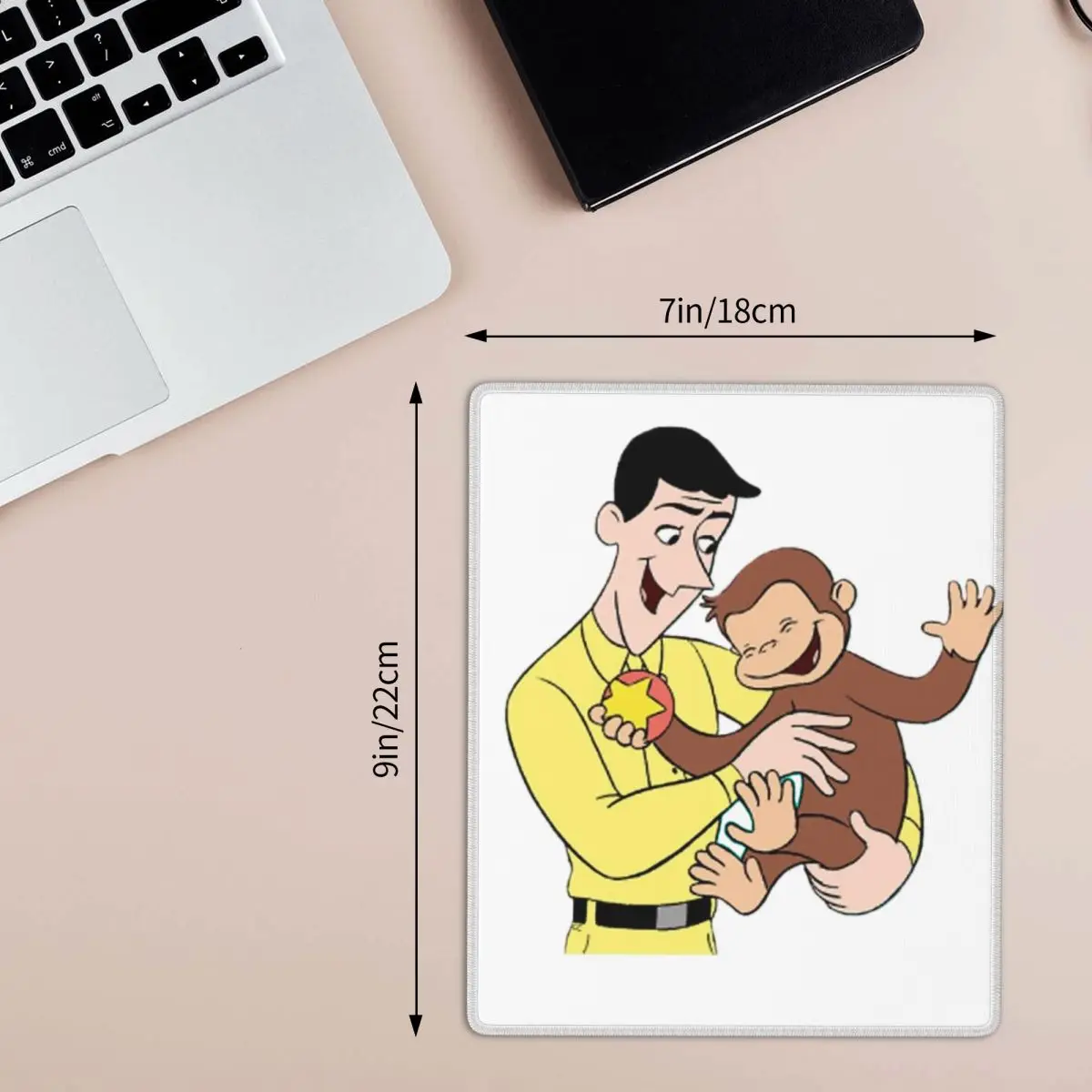 Curious George 7x9 in 22x18 cm Mouse Pad Computer Keyboard Mouse Mat Gaming PC Laptop Desk Mat Office Accessories Table Mats