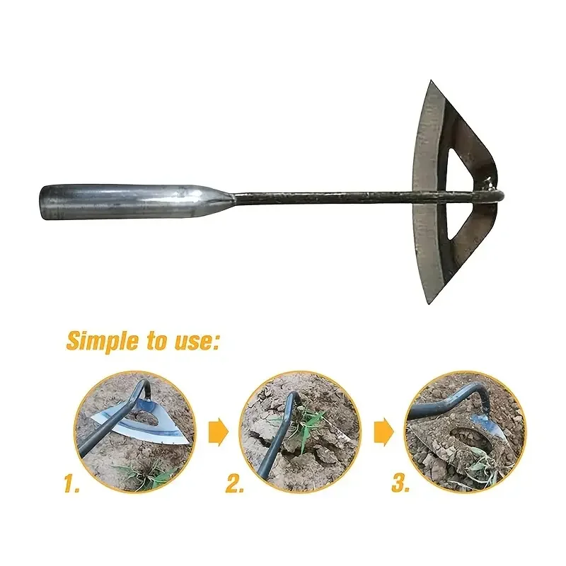 1pc, All-steel Hardened Hollow Hoe, Handheld Weeding Rake, Planting Vegetable Farm Garden Agriculture Tool Weeding Accessories