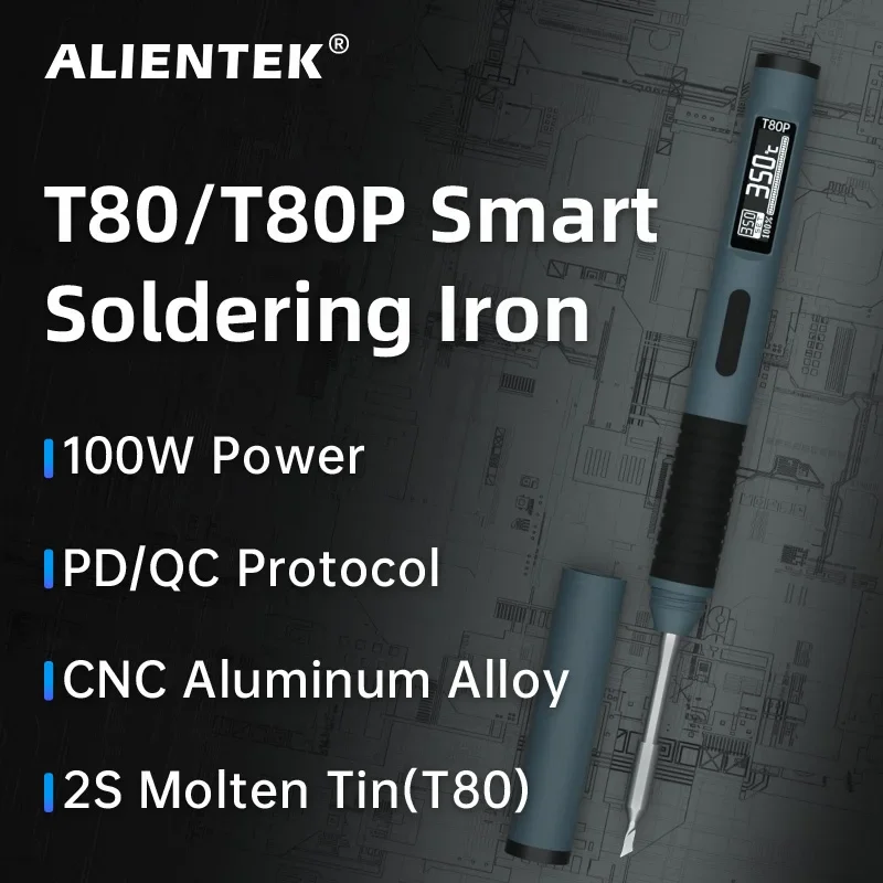 ALIENTEK T80P Smart Soldering Iron PD 100W QC 3.0 Adjustable Constant Temperature Portable Electric Welding Repair Tools