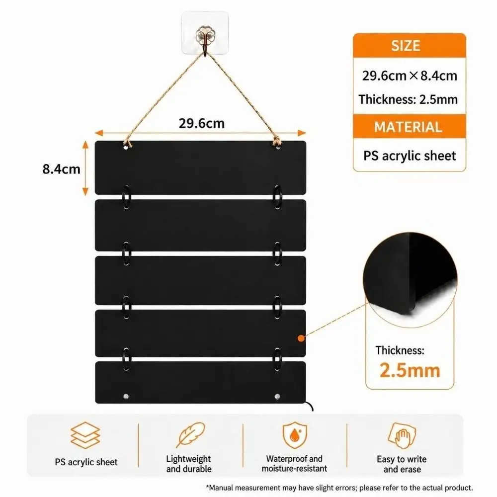 With Jute Rope Hanging Chalkboard Sign Multi-Linked Reusable Wall Menu Board Erasable Reusable Display Plaque