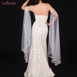 TOPQUEEN VM31 Extra Long Detachable Sleeves Soft Sheer Leaf Side Open Gloves Women Evening Dress DIY Wedding Arm Accessories