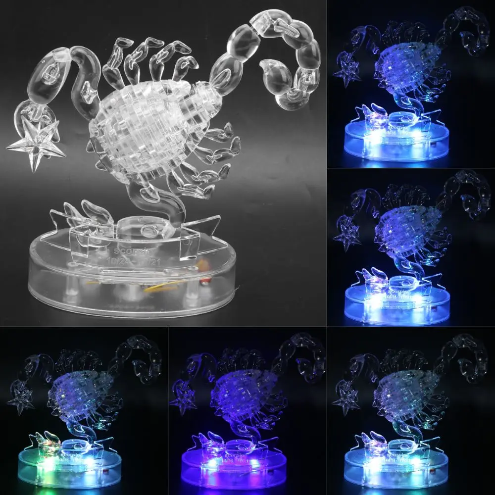 Scorpio Shape DIY Assembly Puzzle Light-Up DIY Jigsaw Puzzle Toy Self Assembly Crystal Puzzle Decoration Desktop Decor