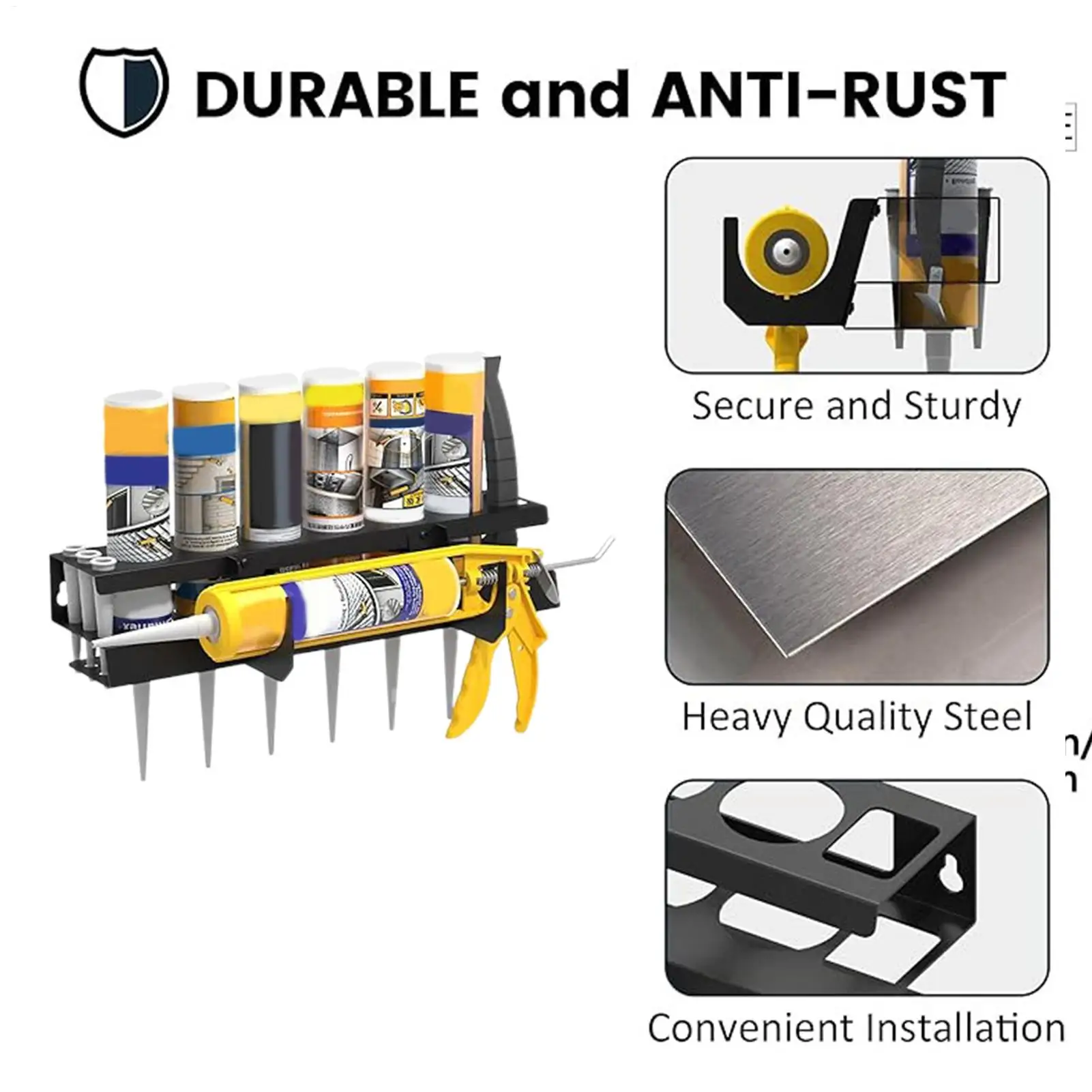 

Caulk Organizer Sealing Pipe Tool Storage Rack Workshop Wall Sealant Holder For Industry Garage Home Shed Storehouse Warehouse