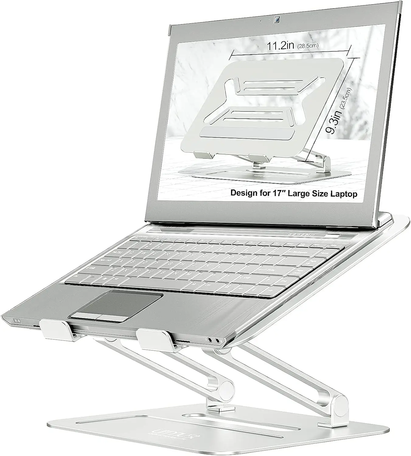 

Adjustable Aluminum Laptop Stand for Desk, Compatible with MacBook Air Pro and All 11-17 Inch Laptops in Silver