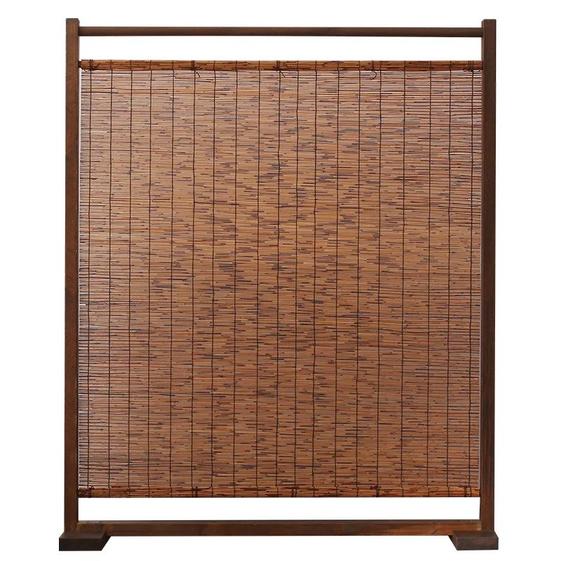 #Tea room screen partition solid wood entrance door living room modern simple Chinese hotel cafe reed roller shutter screen