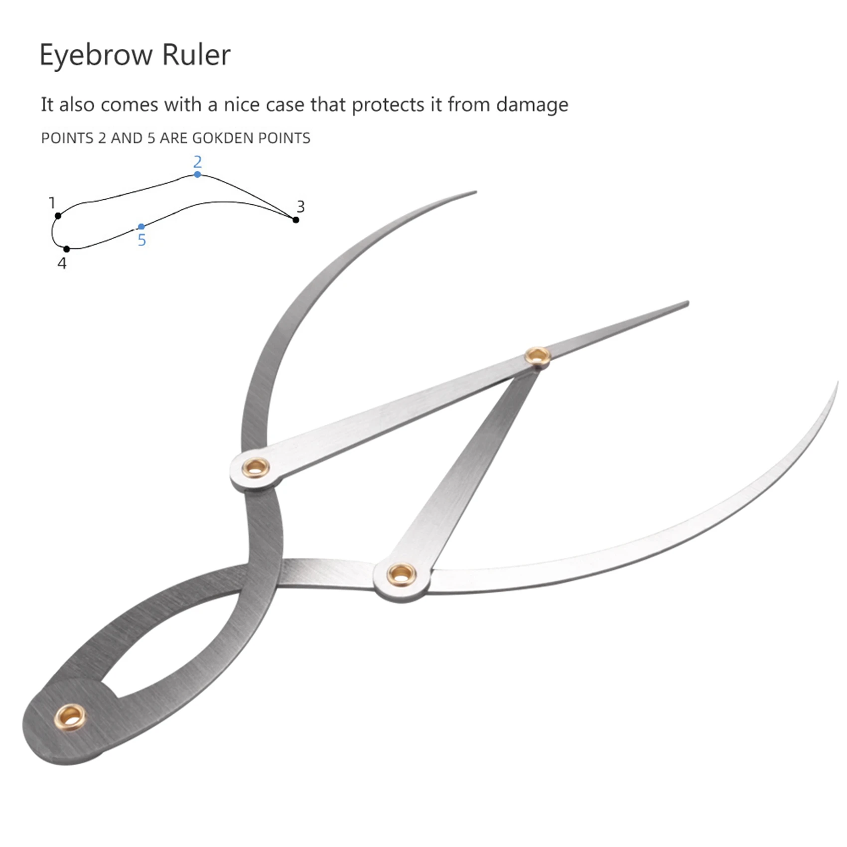 Mean Calipers Golden Ratio Calipers Stainless Steel Eyebrow Ruler 1:1.618 Measure Tool for Tattoo Makeup