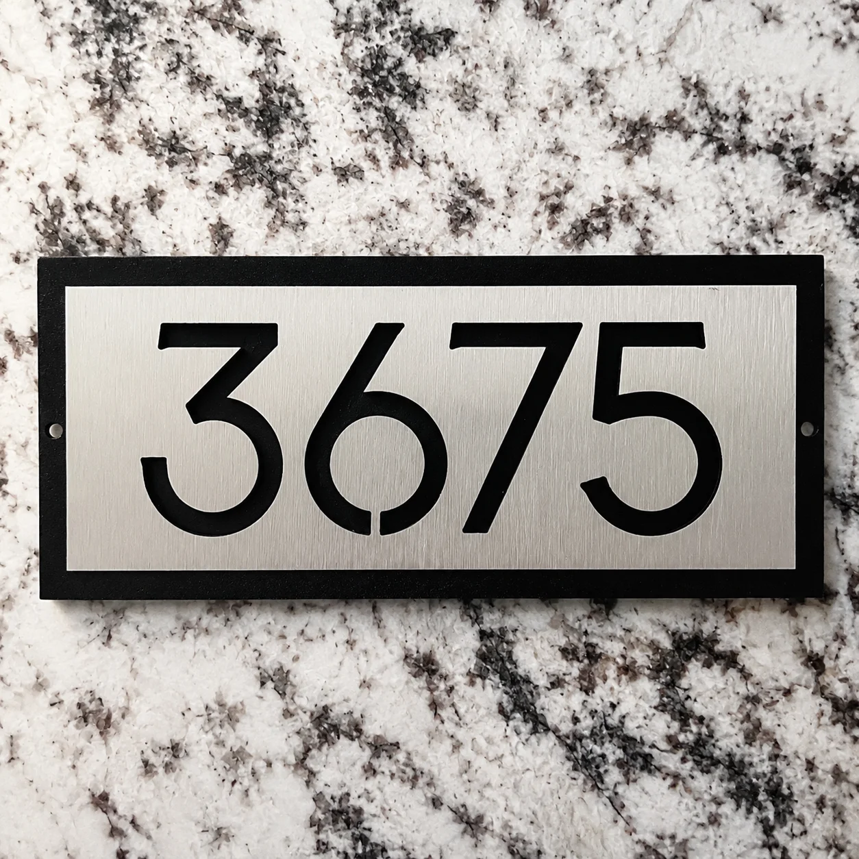 Modern Metal Address Plaque: Brushed Silver Apartment Numbers – Composite aluminum Custom Street Address & Room Number Signs