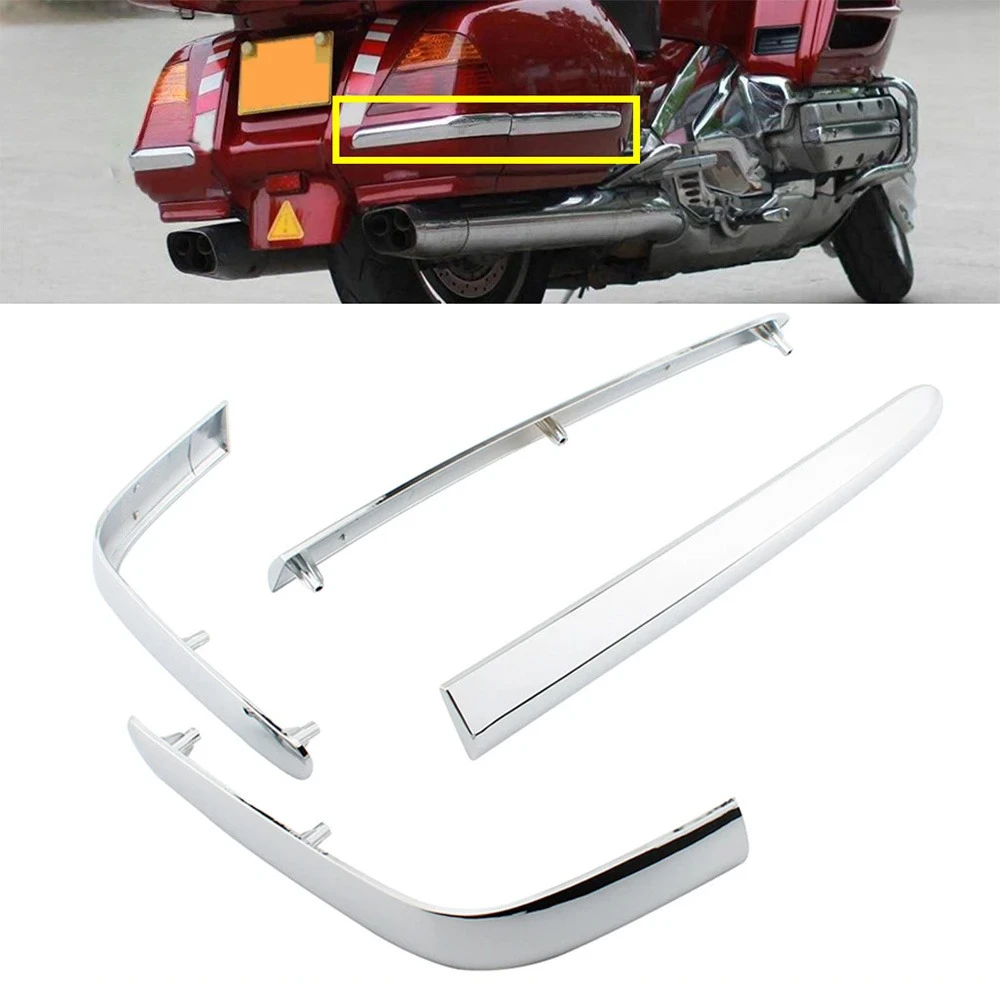 

4pcs Chrome Motorcycle Rear Trunk Saddlebag Panel Moldings Decoration Strips Trims for Honda GOLDWING GL1800 GL 1800 2001-2011
