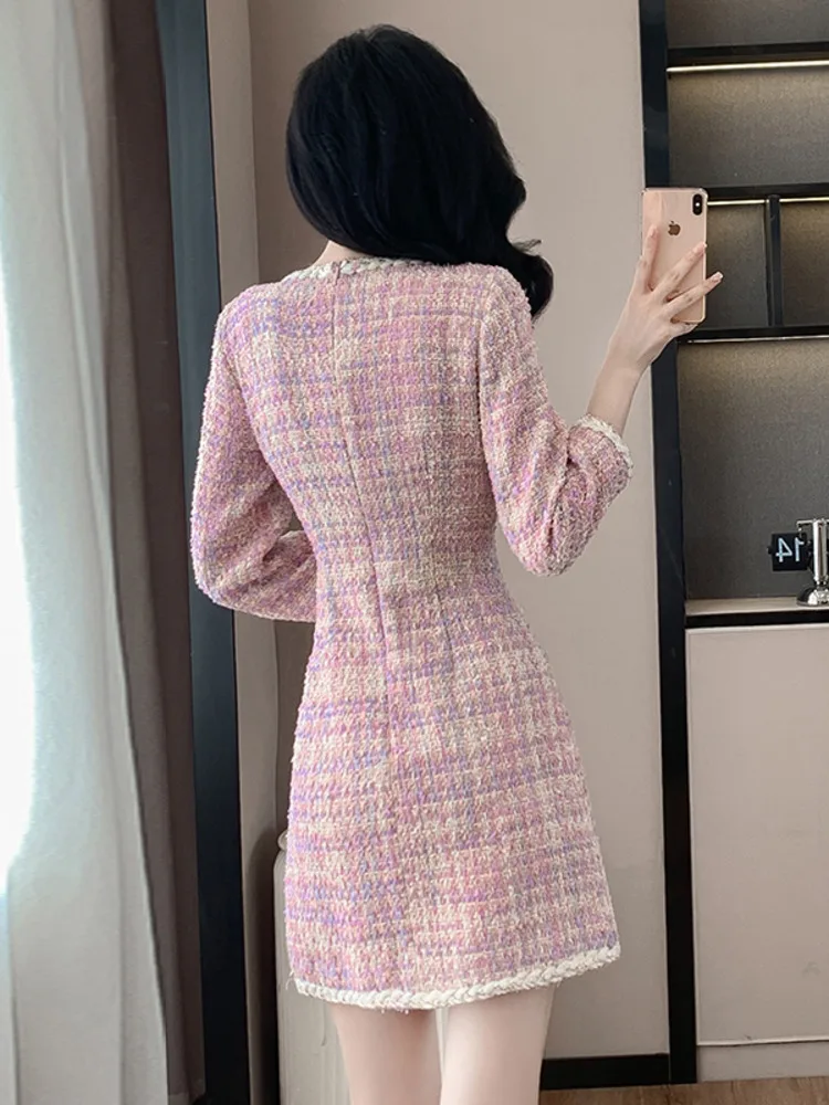 Autumn Collection Elegant Women\'s Fashionable Socialite Styled Tweed Dress New Arrival Spring Autumn Small Fragrant Style Dress