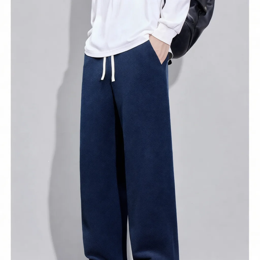 Mens Straight Fit Trousers Knitted Casual Sportswear Durable Scratch Resistant Tactical Bottoms Comfortable Elastic Waist Spring