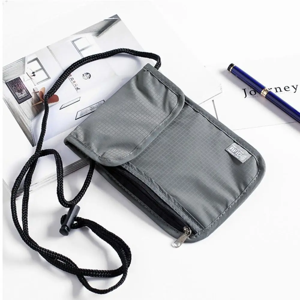 Anti-Theft RFID Passport Bag Neck Hanging Rfid-Blocking Neck Wallet Multi-Pockets Multifunction Document Credit Case