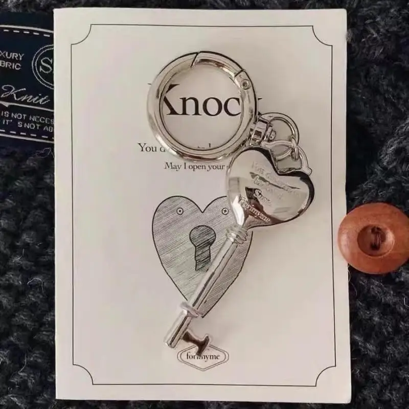 Korean Heart Lock Pendant Keyring Princess Bag Decoration Romantic Love Gift Valentine Choice for Women Girls