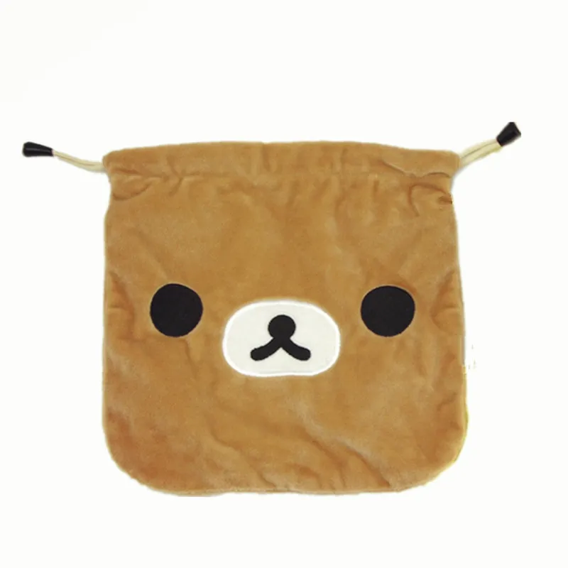 New Cute Rilakkuma Bear Children Plush Stuffed Drawstring Bags Make Up Cosmetics Case For Women