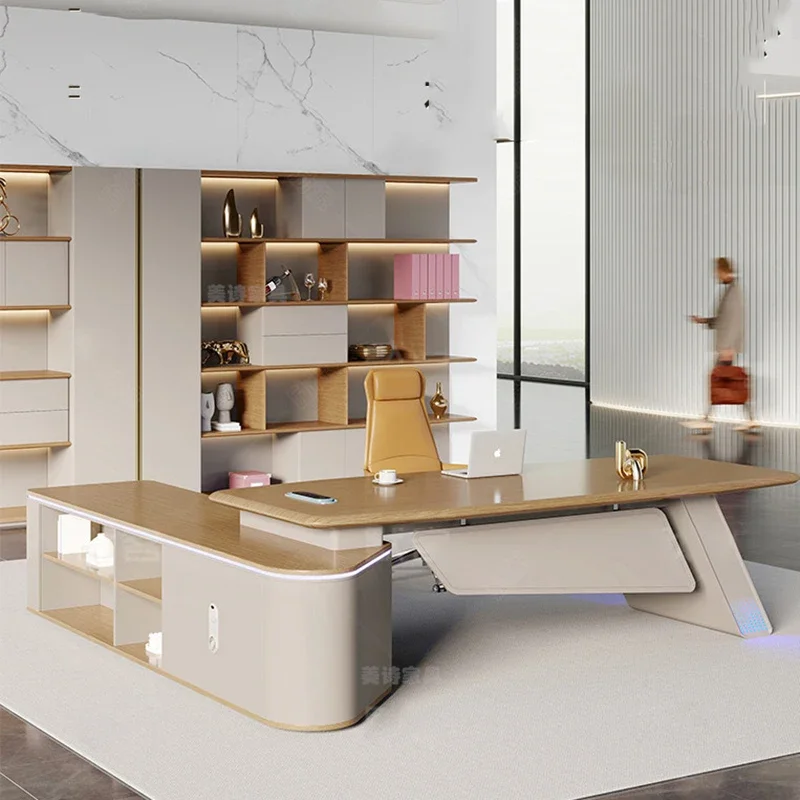 

Desk boss table and chair combination light luxury high-end simple modern designer creative table