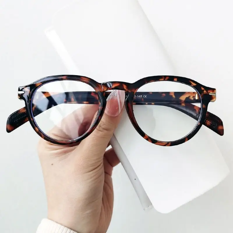 Anti Blue Light Glasses Frame 2024 Women Men Round Leopard Eyeglasses Frames Computer Transparent Prescription Spectacles
