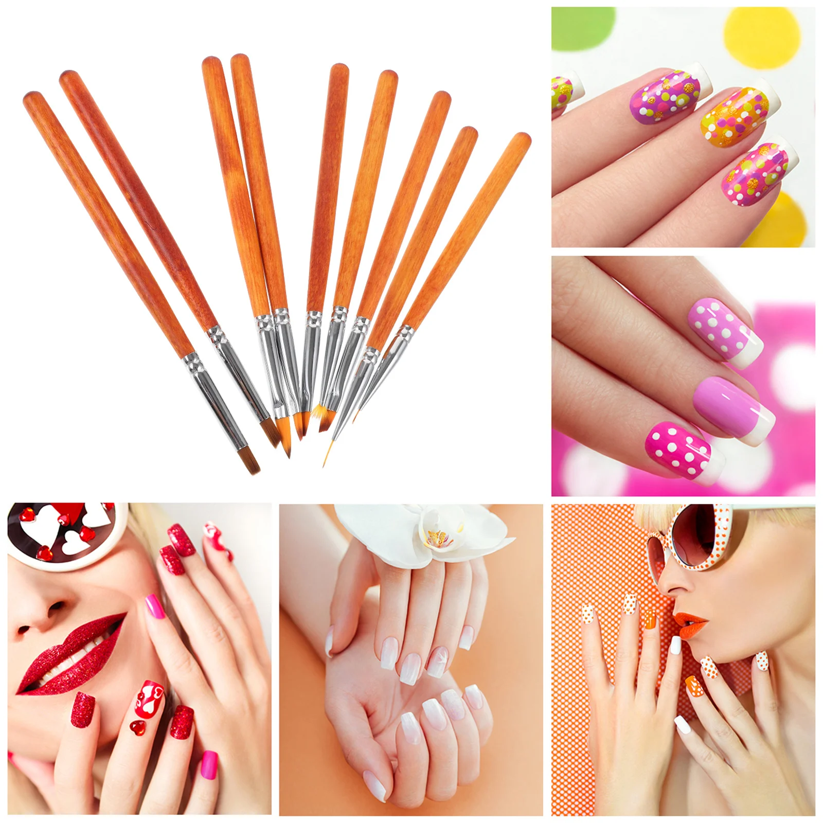 

9 шт. ручки для дизайна ногтей, маникюрные инструменты, дизайнерская кисть, кисти для ногтей, лайнер для ногтей