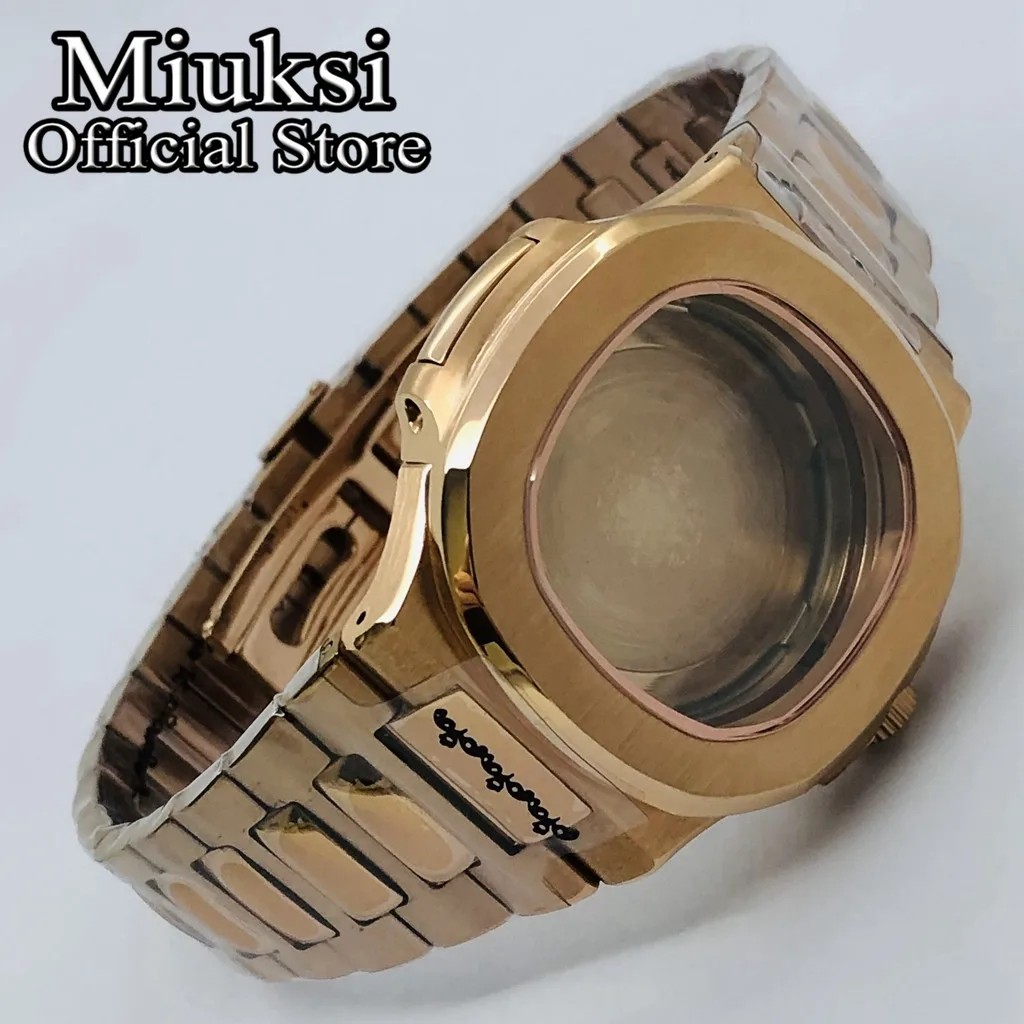 Miuksi 42mm rose gold watch case sapphire glass fit NH35 NH36 ETA2824 2836 Miyota8205 8215 PT5000 Mingzhu DG2813 3804 movement