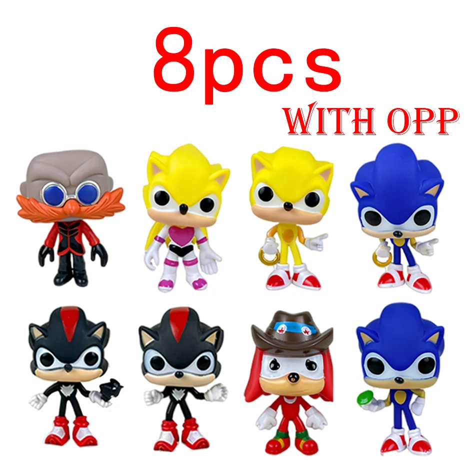 Anime Sonic Action Figures Tails Vinyl Toys Werehog Knuckle Dolls Dr. Eggman Cartoon Figure Model for Birthday Gift - view 6