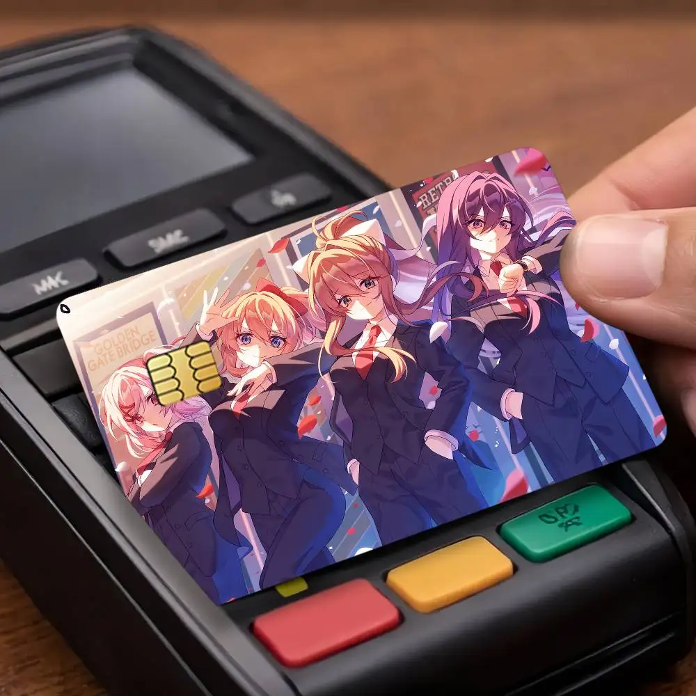 Game D-doki Doki L-literature C-club Credit Card Stickers Skin For Bank Debit Decorative Protection Scratch-resistant Gift 4PCS
