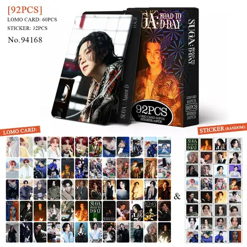 60+32 개/대 Kpop SUGA Lomo 카드 아이돌 Suga D-DAY 엽서 앨범 새 사진 인쇄 카드 팬들을위한 그림 Collectible Cards