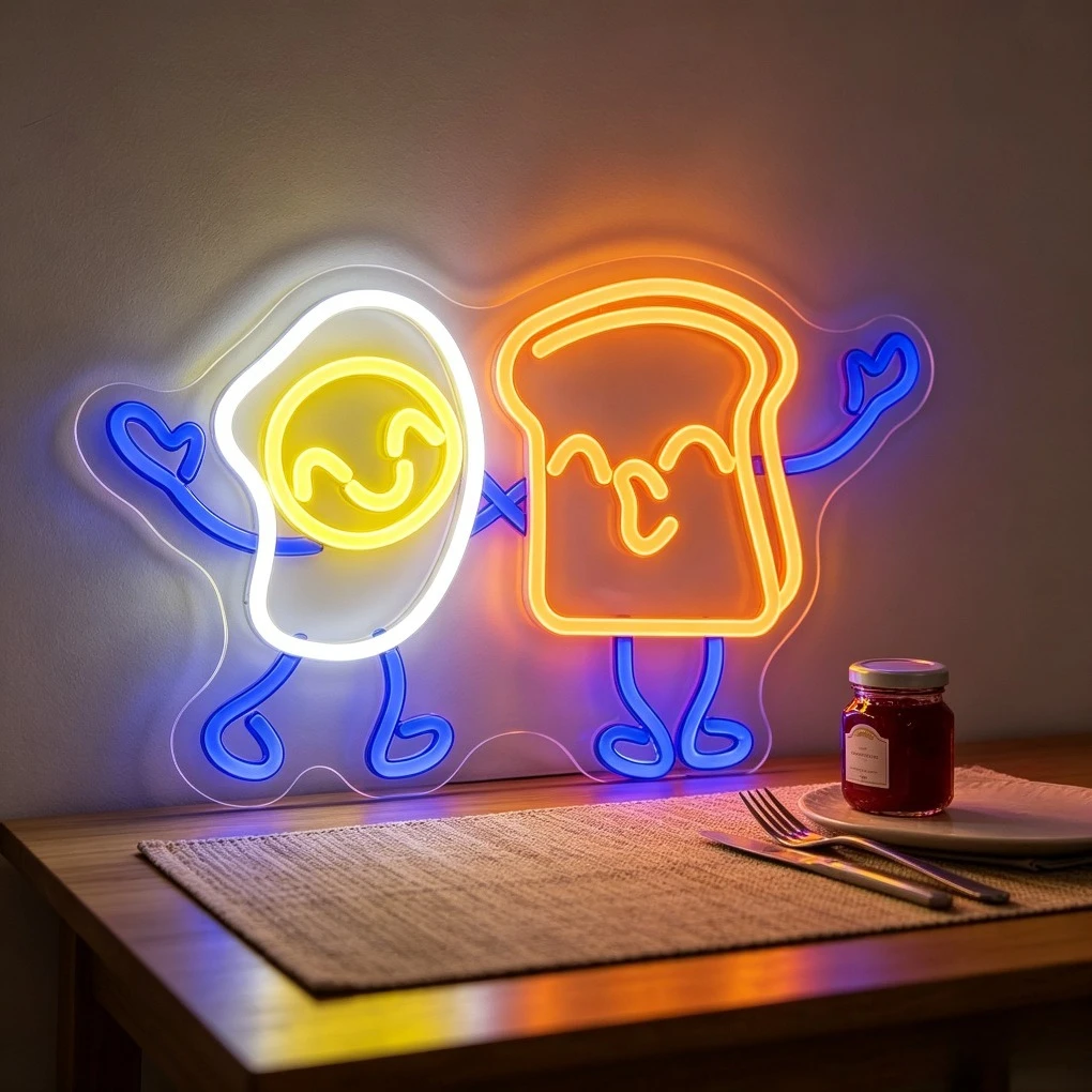 

Мультяшный светильник-тост в форме яйца, USB, с регулировкой яркости, неоновая LED-вывеска для завтраков, кухни, детской комнаты, декора ресторана, кафе, настенный декор