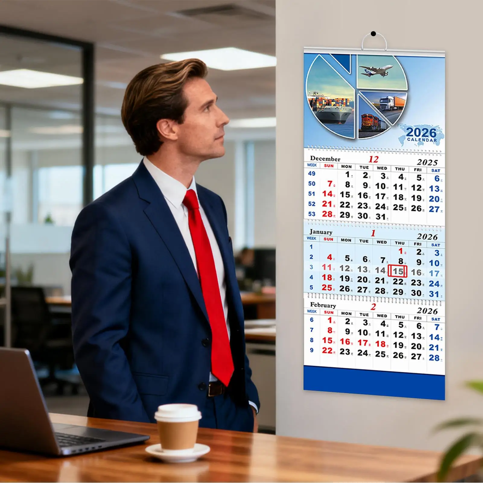Wall Calendar 2026-2027 3 Months Schedule Planner Vertical Hangable Calendar for Friends Family Living Room Study Apartment view 4