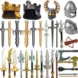 Military Building Blocks MOC Medieval Solider Figures Knights Gift Weapons Accessories Helmets Armor Spear Sword Bow Axe Shield