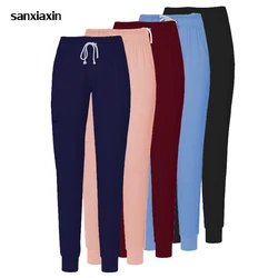 Medical Scrubs Uniforms Bottoms Nursing Scrubs Pants Women Men Elastic Work Uniforms Trousers Hospital Nurse Workwear Only Pants