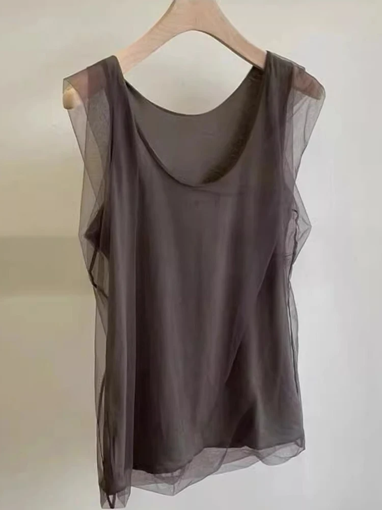 Ele Knitted Me Paneling Casual Slim Fit Colete Svel Top Coreano Sle Corte Reto Cor Verão Faion Feminino...