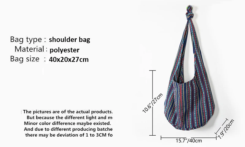Vintage Bohemian Chic Canvas Shoulder Bag Ethnic Style Large Capacity Handbag Soft Tote Bag Casual Crossbody Bag Female Daily