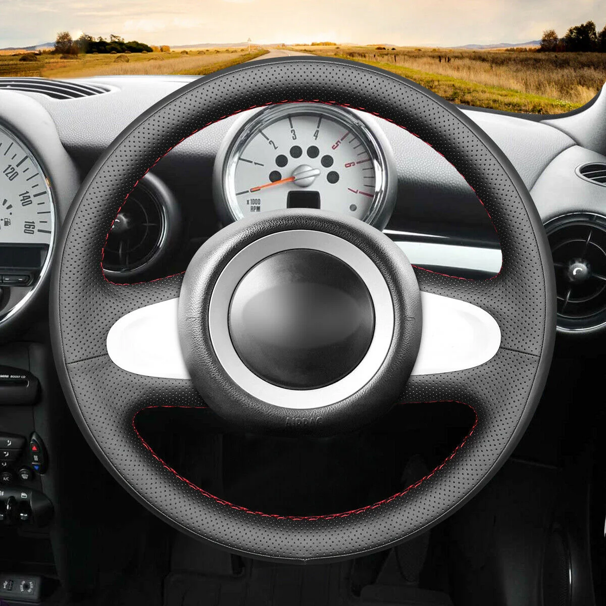 

DIY Hand Stitch PU Car Steering Wheel Cover For Mini R56 Clubman Clubvan Convertible Car Accessories