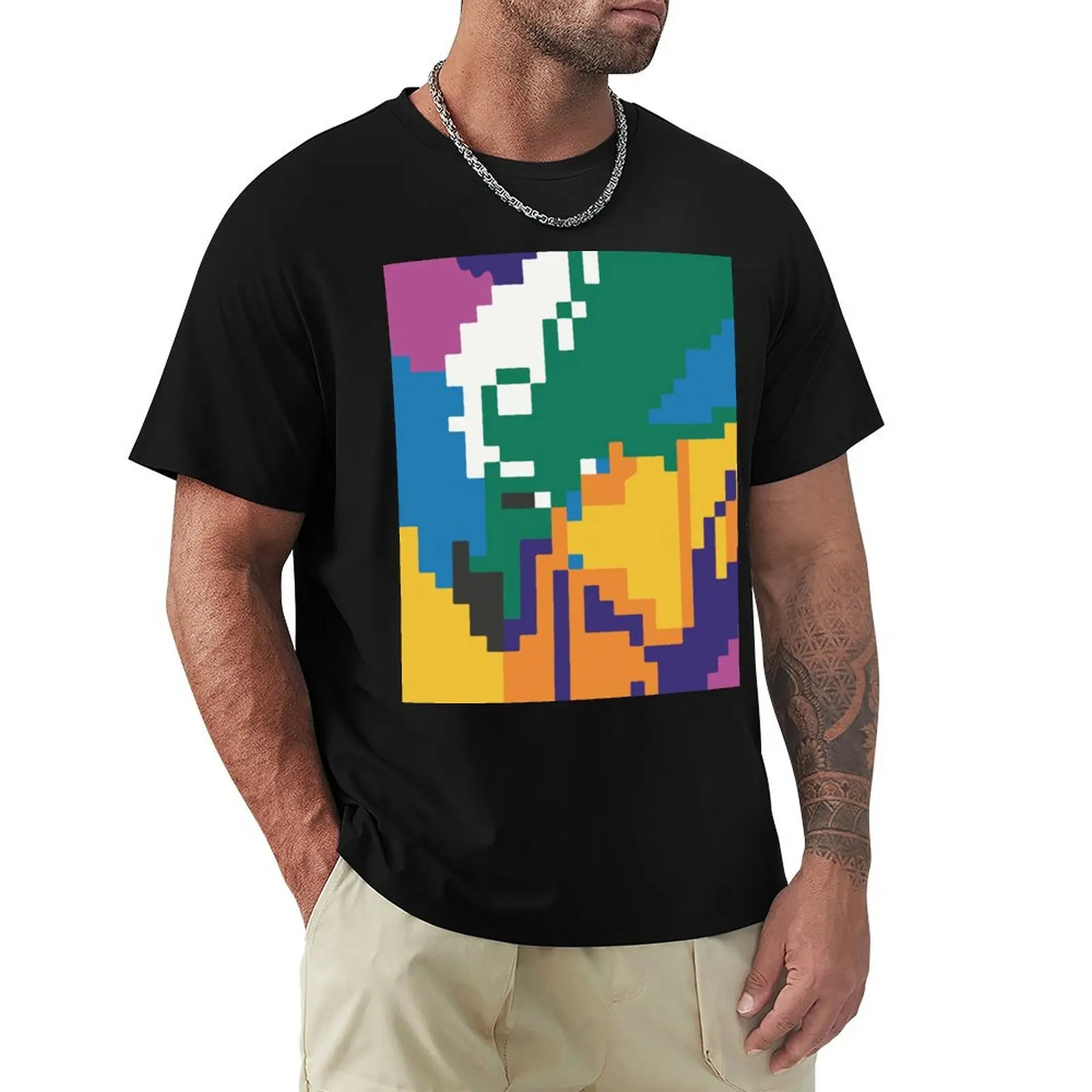 Pixelated Terrain of Vivid Hues T-Shirt Festive Simple T-Shirt