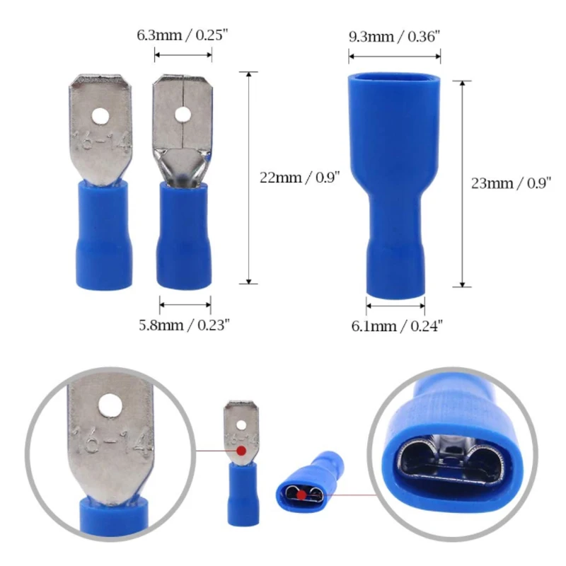 25-300Pcs Electrical Insulated Wire Connectors Kit - Spade, Ring, Butt, Quick Disconnect, Forks Connector -Crimp Cable Terminals