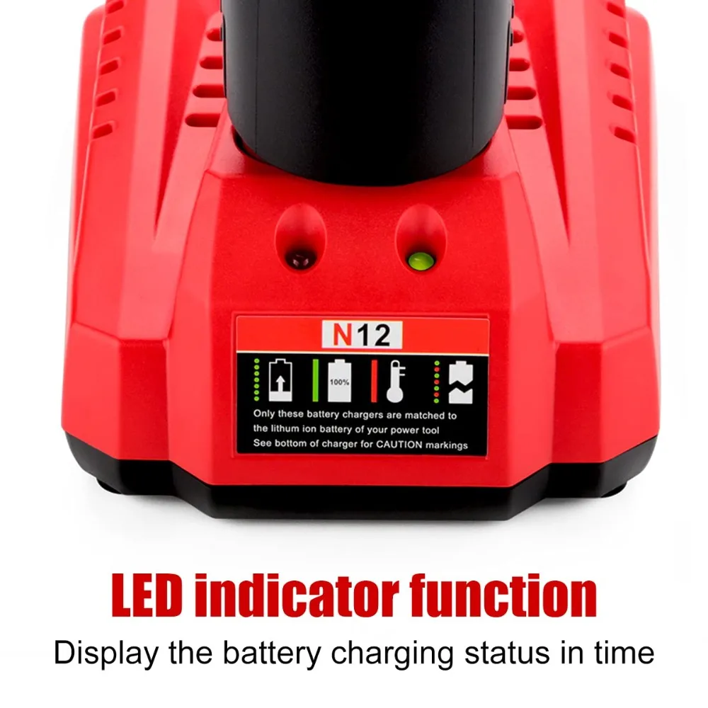 12V Lithium Battery Quick Charger Rechargeable Battery Charger for Milwaukee 12V Li-ion Battery 48-11-2401,48-11-2411,48-11-2440