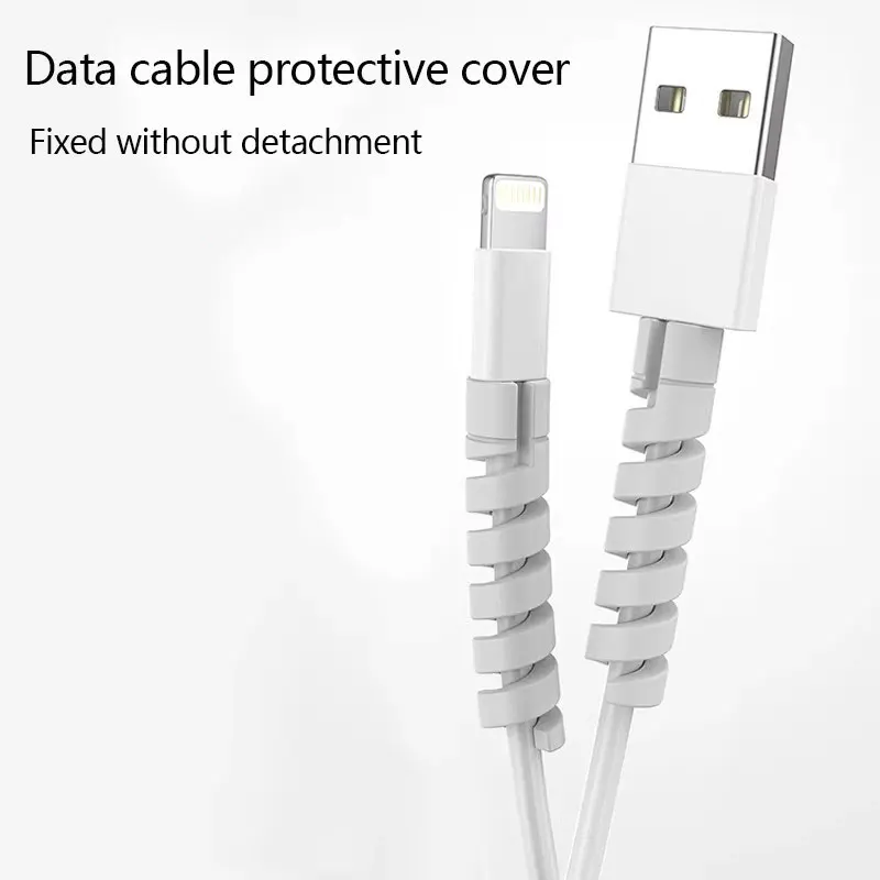 Data Cable Protective Cover, Silicone Spiral Charging Cable, Phone Anti Break and Anti Breakage Charger Connector