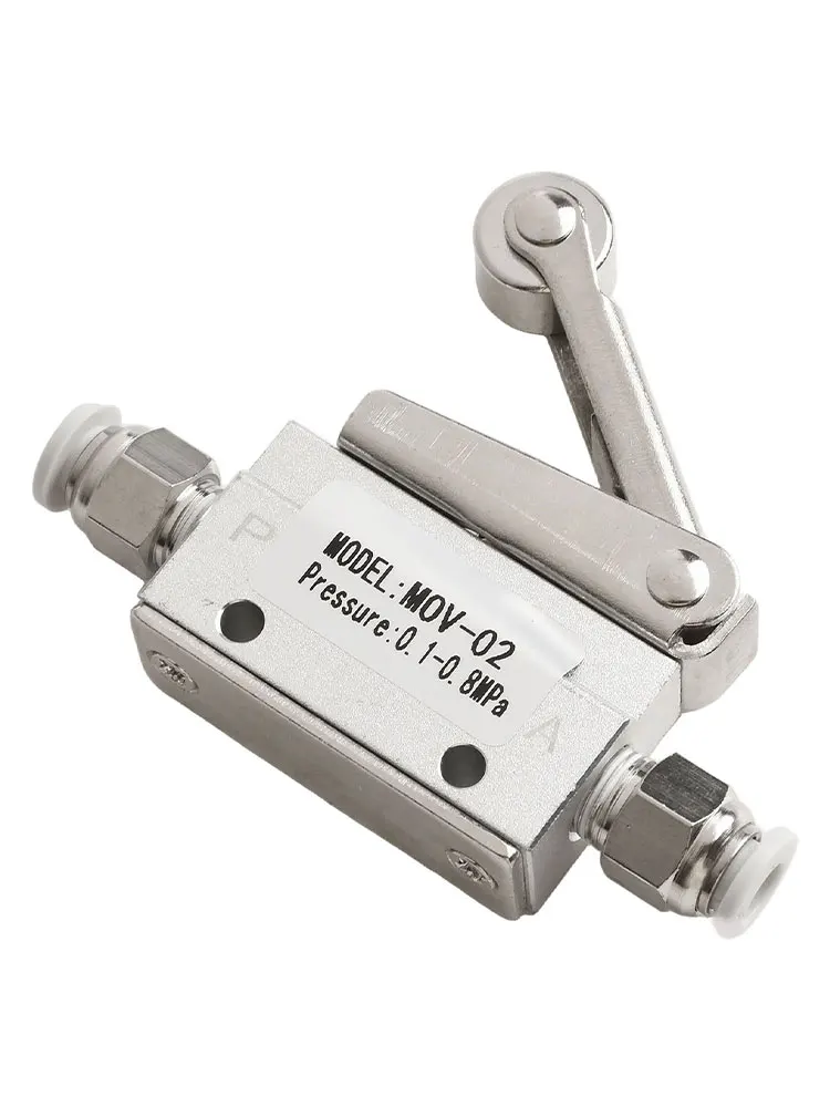 MOV-02 Valvola pneumatica 2 posizioni 2 vie Valvola meccanica pneumatica a rulli da 1/8 pollici Valvola on-off NC MOV-02 Utensili in alluminio
